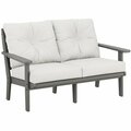 Polywood Lakeside Slate Grey / Natural Linen Deep Seating Loveseat 6334412GY152